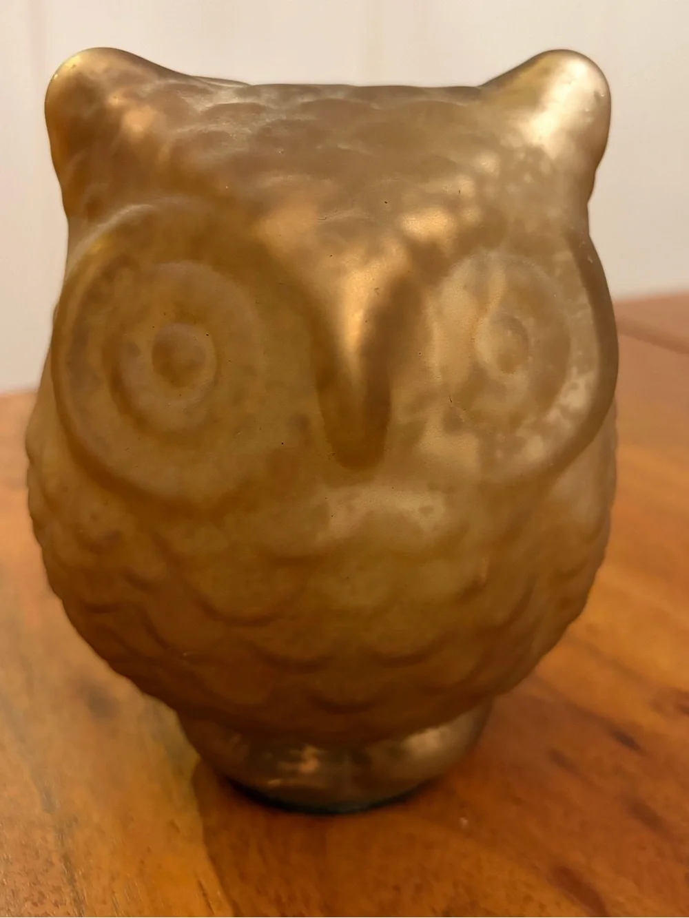 Vintage 1970s Iridescent Gold Glass Owl Figurine 5” Retro MCM Boho Chic Woodland